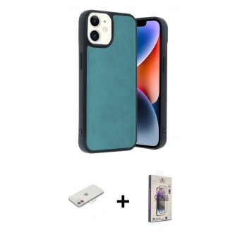 MARSİLYAN™- iPhone 11 Kılıf Kıvılcım Işık Serisi - Siyah Bilvis 3D Cam Ekran Koruyucu + Renkli Kamera Lens Koruma Cam - PE