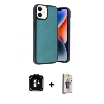 MARSİLYAN™- iPhone 11 Kılıf Kıvılcım Işık Serisi - Siyah Bilvis 3D Cam Ekran Koruyucu + PVD Metal Kamera Lens - TU