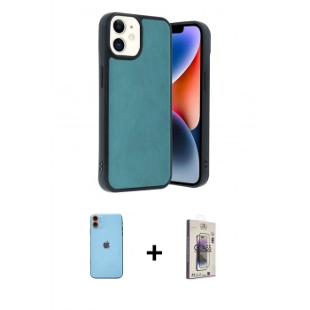 MARSİLYAN™- iPhone 11 Kılıf Kıvılcım Işık Serisi - Siyah Bilvis 3D Cam Ekran Koruyucu + Neon Fosforlu Kamera Lens - TU