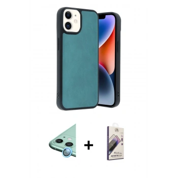MARSİLYAN™- iPhone 11 Kılıf Kıvılcım Işık Serisi - Siyah Bilvis 3D Mat Cam Ekran Koruyucu + Raze Metal Kamera Lens - MI
