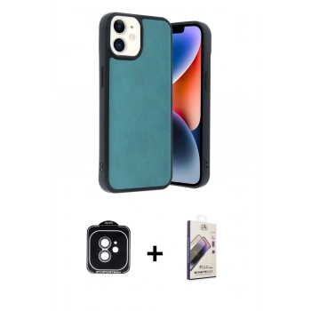 MARSİLYAN™- iPhone 11 Kılıf Kıvılcım Işık Serisi - Siyah Bilvis 3D Mat Cam Ekran Koruyucu + PVD Metal Kamera Lens - YL