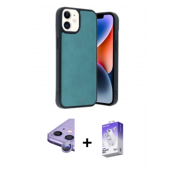 MARSİLYAN™- iPhone 11 Kılıf Kıvılcım Işık Serisi - Siyah Bilvis 5in1 3D Magic Cam Ekran Koruyucu + Raze Metal Kamera Lens - MR