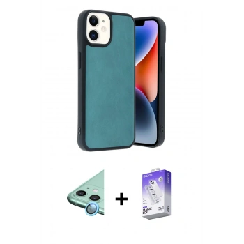 MARSİLYAN™- iPhone 11 Kılıf Kıvılcım Işık Serisi - Siyah Bilvis 5in1 3D Magic Cam Ekran Koruyucu + Raze Metal Kamera Lens - MI