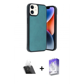 MARSİLYAN™- iPhone 11 Kılıf Kıvılcım Işık Serisi - Siyah Bilvis 5in1 3D Magic Cam Ekran Koruyucu + Kamera Lens Koruma Cam - SF