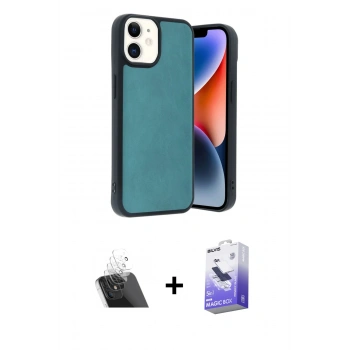 MARSİLYAN™- iPhone 11 Kılıf Kıvılcım Işık Serisi - Siyah Bilvis 5in1 5D Magic Hayalet Cam Ekran Koruyucu + Kamera Lens Koruma Cam - SF