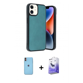 MARSİLYAN™- iPhone 11 Kılıf Kıvılcım Işık Serisi - Siyah Bilvis 5in1 5D Magic Hayalet Cam Ekran Koruyucu + Neon Fosforlu Kamera Lens - TU