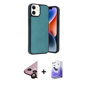 MARSİLYAN™- iPhone 11 Kılıf Kıvılcım Işık Serisi - Siyah Bilvis 5in1 5D Magic Hayalet Cam Ekran Koruyucu + Raze Metal Kamera Lens - SH