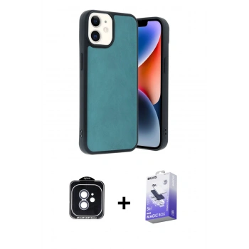 MARSİLYAN™- iPhone 11 Kılıf Kıvılcım Işık Serisi - Siyah Bilvis 5in1 5D Magic Hayalet Cam Ekran Koruyucu + PVD Metal Kamera Lens - MI