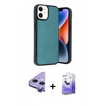 MARSİLYAN™- iPhone 11 Kılıf Kıvılcım Işık Serisi - Siyah Bilvis 5in1 5D Magic Hayalet Cam Ekran Koruyucu + Raze Metal Kamera Lens - MR