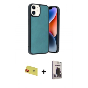 MARSİLYAN™- iPhone 11 Kılıf Kıvılcım Işık Serisi - Siyah Bilvis Hayalet Cam Ekran Koruyucu + Rainbow Kamera Lens Koruma Cam - KI