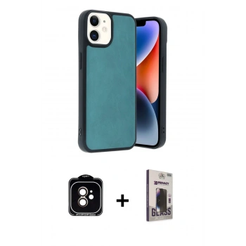 MARSİLYAN™- iPhone 11 Kılıf Kıvılcım Işık Serisi - Siyah Bilvis Hayalet Cam Ekran Koruyucu + PVD Metal Kamera Lens - TU