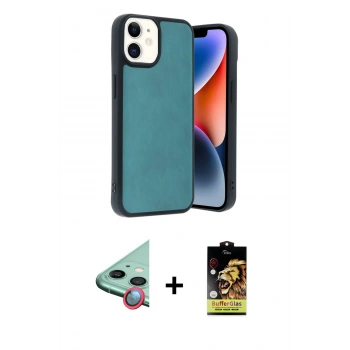MARSİLYAN™- iPhone 11 Kılıf Kıvılcım Işık Serisi - Siyah Buffer Cam Ekran Koruyucu + Raze Metal Kamera Lens - KI