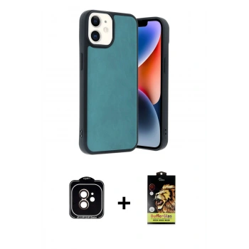 MARSİLYAN™- iPhone 11 Kılıf Kıvılcım Işık Serisi - Siyah Buffer Cam Ekran Koruyucu + PVD Metal Kamera Lens - TU