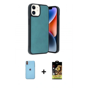 MARSİLYAN™- iPhone 11 Kılıf Kıvılcım Işık Serisi - Siyah Buffer Cam Ekran Koruyucu + Neon Fosforlu Kamera Lens - TU