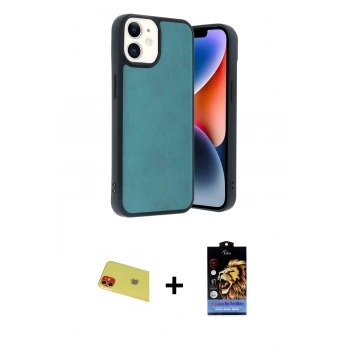 MARSİLYAN™- iPhone 11 Kılıf Kıvılcım Işık Serisi - Siyah Buffer Hayalet Cam Ekran Koruyucu + Rainbow Kamera Lens Koruma Cam - KI