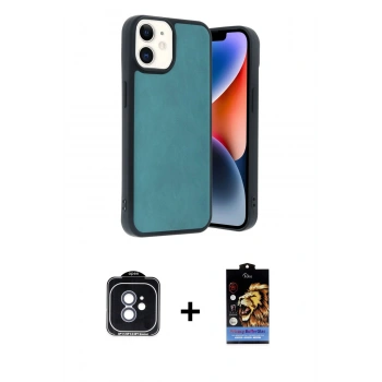 MARSİLYAN™- iPhone 11 Kılıf Kıvılcım Işık Serisi - Siyah Buffer Hayalet Cam Ekran Koruyucu + PVD Metal Kamera Lens - MI
