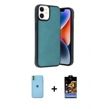 MARSİLYAN™- iPhone 11 Kılıf Kıvılcım Işık Serisi - Siyah Buffer Hayalet Cam Ekran Koruyucu + Neon Fosforlu Kamera Lens - YL