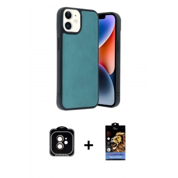 MARSİLYAN™- iPhone 11 Kılıf Kıvılcım Işık Serisi - Siyah Buffer Hayalet Cam Ekran Koruyucu + PVD Metal Kamera Lens - TU