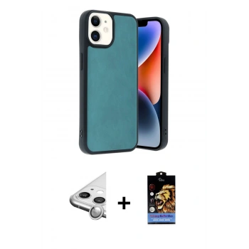 MARSİLYAN™- iPhone 11 Kılıf Kıvılcım Işık Serisi - Siyah Buffer Hayalet Cam Ekran Koruyucu + Raze Metal Kamera Lens - GS