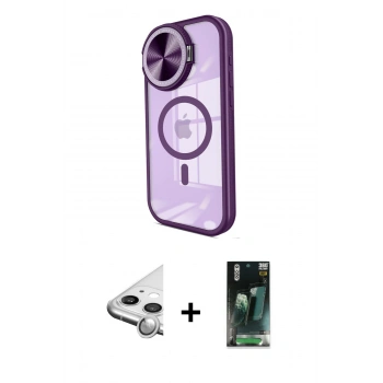MARSİLYAN™- iPhone 11 Kılıf Kıvılcım Modern Koleksiyonu - Şeffaf 360 Full Body Arka Koruyucu + Raze Metal Kamera Lens - GS