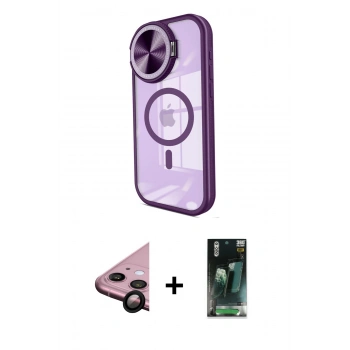 MARSİLYAN™- iPhone 11 Kılıf Kıvılcım Modern Koleksiyonu - Şeffaf 360 Full Body Arka Koruyucu + Raze Metal Kamera Lens - SH