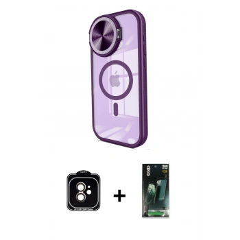 MARSİLYAN™- iPhone 11 Kılıf Kıvılcım Modern Koleksiyonu - Şeffaf 360 Full Body Arka Koruyucu + PVD Metal Kamera Lens - TU