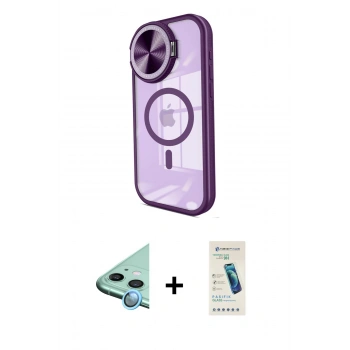 MARSİLYAN™- iPhone 11 Kılıf Kıvılcım Modern Koleksiyonu - Şeffaf Pasifik Cam Ekran Koruyucu + Raze Metal Kamera Lens - MI