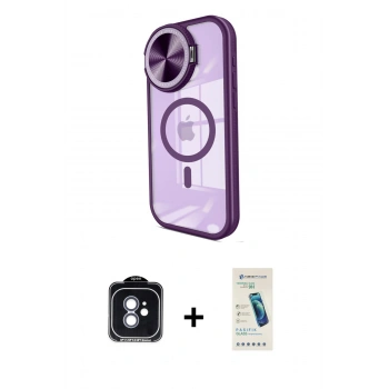 MARSİLYAN™- iPhone 11 Kılıf Kıvılcım Modern Koleksiyonu - Şeffaf Pasifik Cam Ekran Koruyucu + PVD Metal Kamera Lens - MI
