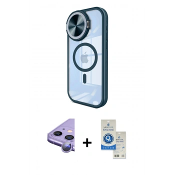 MARSİLYAN™- iPhone 11 Kılıf Kıvılcım Modern Koleksiyonu - Şeffaf Royal Nano Ekran Koruyucu + Raze Metal Kamera Lens - MR