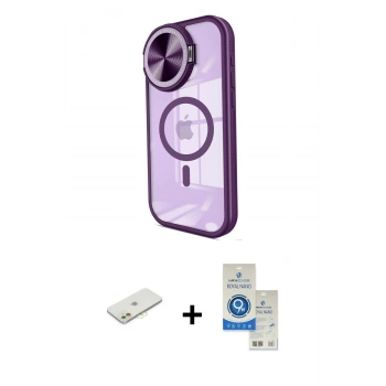 MARSİLYAN™- iPhone 11 Kılıf Kıvılcım Modern Koleksiyonu - Şeffaf Royal Nano Ekran Koruyucu + Renkli Kamera Lens Koruma Cam - TU
