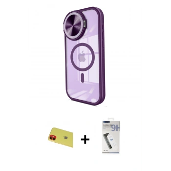 MARSİLYAN™- iPhone 11 Kılıf Kıvılcım Modern Koleksiyonu - Şeffaf Uv Polymer Nano Ekran Koruyucu + Rainbow Kamera Lens Koruma Cam - KI