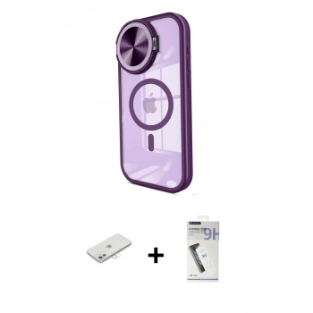 MARSİLYAN™- iPhone 11 Kılıf Kıvılcım Modern Koleksiyonu - Şeffaf Uv Polymer Nano Ekran Koruyucu + Renkli Kamera Lens Koruma Cam - SI