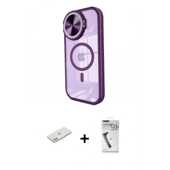 MARSİLYAN™- iPhone 11 Kılıf Kıvılcım Modern Koleksiyonu - Şeffaf Uv Polymer Nano Ekran Koruyucu + Renkli Kamera Lens Koruma Cam - TU