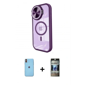 MARSİLYAN™- iPhone 11 Kılıf Kıvılcım Modern Koleksiyonu - Siyah 34D Hayalet Izgaralı Cam + Neon Fosforlu Kamera Lens - TU