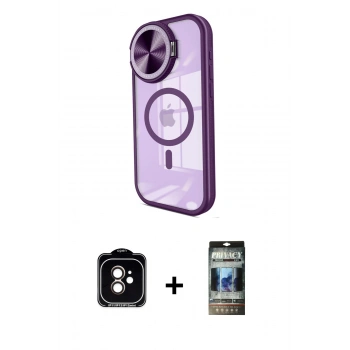 MARSİLYAN™- iPhone 11 Kılıf Kıvılcım Modern Koleksiyonu - Siyah 34D Hayalet Izgaralı Cam + PVD Metal Kamera Lens - TU