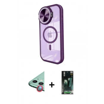 MARSİLYAN™- iPhone 11 Kılıf Kıvılcım Modern Koleksiyonu - Siyah 360 Mat Full Body Arka Koruyucu + Raze Metal Kamera Lens - KI