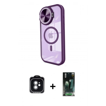 MARSİLYAN™- iPhone 11 Kılıf Kıvılcım Modern Koleksiyonu - Siyah 360 Mat Full Body Arka Koruyucu + PVD Metal Kamera Lens - YL
