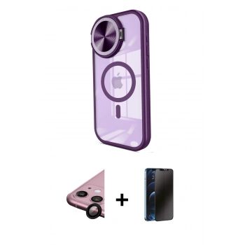 MARSİLYAN™- iPhone 11 Kılıf Kıvılcım Modern Koleksiyonu - Siyah 3D Antistatik Hayalet Cam Ekran Koruyucu + Raze Metal Kamera Lens - SH