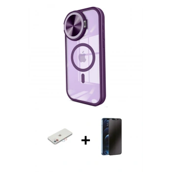 MARSİLYAN™- iPhone 11 Kılıf Kıvılcım Modern Koleksiyonu - Siyah 3D Antistatik Hayalet Cam Ekran Koruyucu + Renkli Kamera Lens Koruma Cam - PE