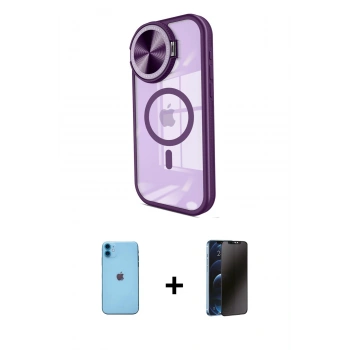 MARSİLYAN™- iPhone 11 Kılıf Kıvılcım Modern Koleksiyonu - Siyah 3D Antistatik Hayalet Cam Ekran Koruyucu + Neon Fosforlu Kamera Lens - MI