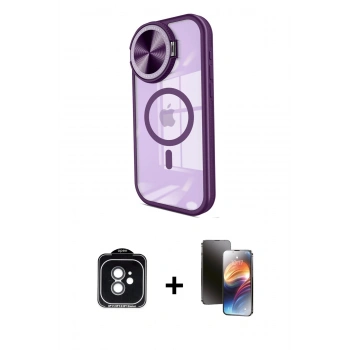 MARSİLYAN™- iPhone 11 Kılıf Kıvılcım Modern Koleksiyonu - Siyah 3D Antistatik Mat Seramik Nano Ekran Koruyucu + PVD Metal Kamera Lens - YL