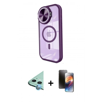 MARSİLYAN™- iPhone 11 Kılıf Kıvılcım Modern Koleksiyonu - Siyah 3D Antistatik Mat Seramik Nano Ekran Koruyucu + Raze Metal Kamera Lens - MI