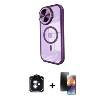 MARSİLYAN™- iPhone 11 Kılıf Kıvılcım Modern Koleksiyonu - Siyah 3D Antistatik Mat Seramik Nano Ekran Koruyucu + PVD Metal Kamera Lens - MI