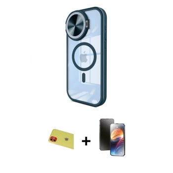 MARSİLYAN™- iPhone 11 Kılıf Kıvılcım Modern Koleksiyonu - Siyah 3D Antistatik Mat Seramik Nano Ekran Koruyucu + Rainbow Kamera Lens Koruma Cam - KI