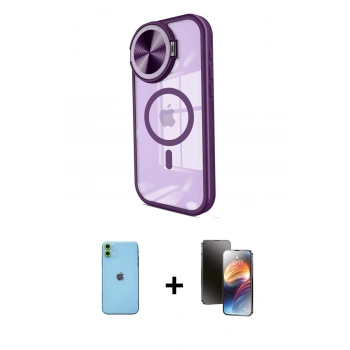MARSİLYAN™- iPhone 11 Kılıf Kıvılcım Modern Koleksiyonu - Siyah 3D Antistatik Mat Seramik Nano Ekran Koruyucu + Neon Fosforlu Kamera Lens - YL