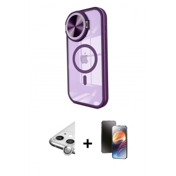 MARSİLYAN™- iPhone 11 Kılıf Kıvılcım Modern Koleksiyonu - Siyah 3D Antistatik Mat Seramik Nano Ekran Koruyucu + Raze Metal Kamera Lens - GS