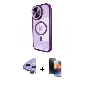 MARSİLYAN™- iPhone 11 Kılıf Kıvılcım Modern Koleksiyonu - Siyah 3D Antistatik Mat Seramik Nano Ekran Koruyucu + Raze Metal Kamera Lens - MR
