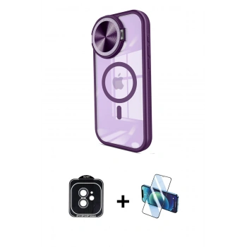 MARSİLYAN™- iPhone 11 Kılıf Kıvılcım Modern Koleksiyonu - Siyah 3D Antistatik Seramik Nano Ekran Koruyucu + PVD Metal Kamera Lens - SH