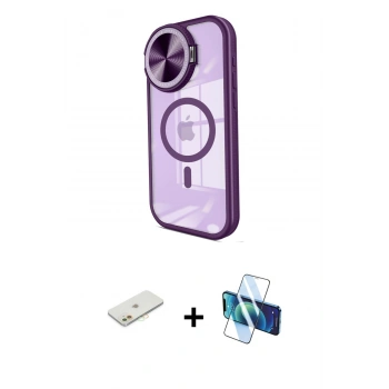MARSİLYAN™- iPhone 11 Kılıf Kıvılcım Modern Koleksiyonu - Siyah 3D Antistatik Seramik Nano Ekran Koruyucu + Renkli Kamera Lens Koruma Cam - TU