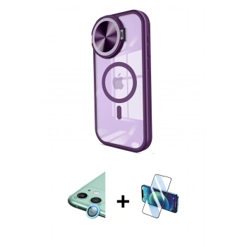 MARSİLYAN™- iPhone 11 Kılıf Kıvılcım Modern Koleksiyonu - Siyah 3D Antistatik Seramik Nano Ekran Koruyucu + Raze Metal Kamera Lens - MI